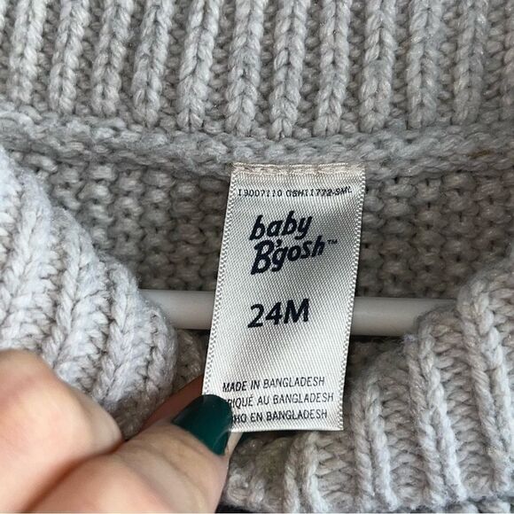 Kid's Baby B'Gosh Grey Knit Cardigan Sweater - Picture 8 of 8